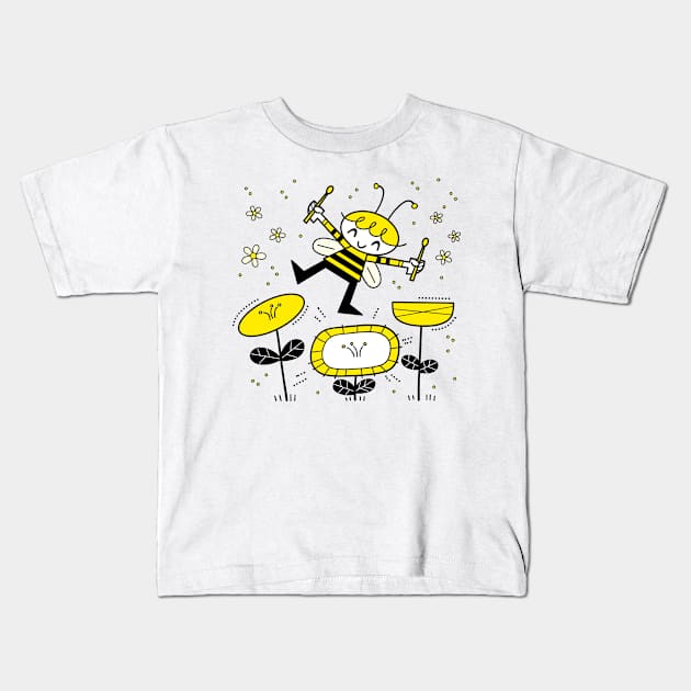 Flower Garden Beats. Bee and Flowers. Kids T-Shirt by Andy McNally